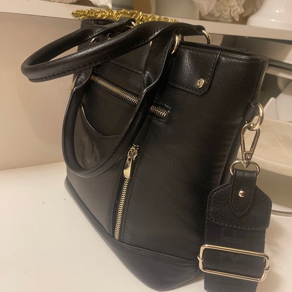 True Religion Black Leather Bag with Gold Accents - Picture 15 of 16